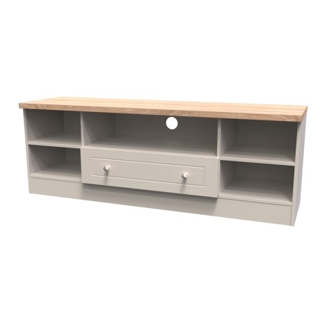 Vienna - Kashmir Ash with Bardolino Oak Top Open Wide TV Unit