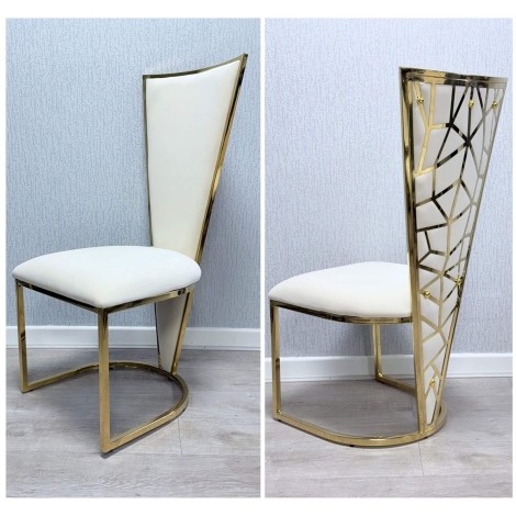 Vienna Cream Velvet & Gold Chair (Pair)