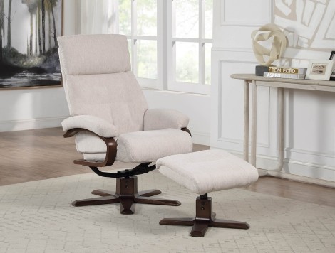 GFA - Vienna - Beige - Fabric - Swivel Recliner and footstool