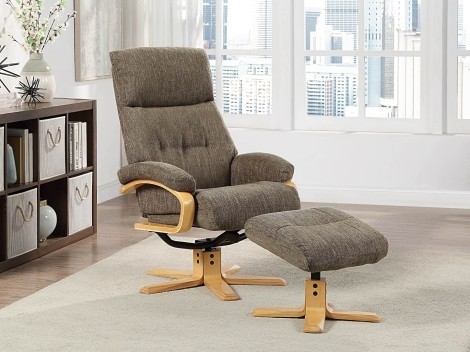 GFA -  Vienna - Forest Green  - Fabric - 360 Swivel Recliner and footstool