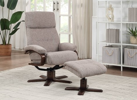 GFA - Vienna - Taupe - Fabric - Swivel Recliner and footstool