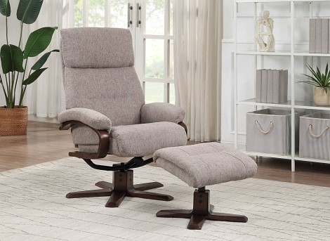 GFA -  Vienna - Taupe - Fabric - 360 Swivel Recliner and footstool