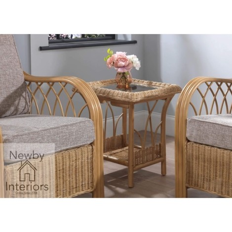 Viola Lamp Table Light Oak Rattan & Glass