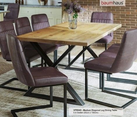 Urban Elegance Reclaimed Dining Table – Large, Diagonal Leg (95 x 230cm, Seats 6–10) VPR04E
