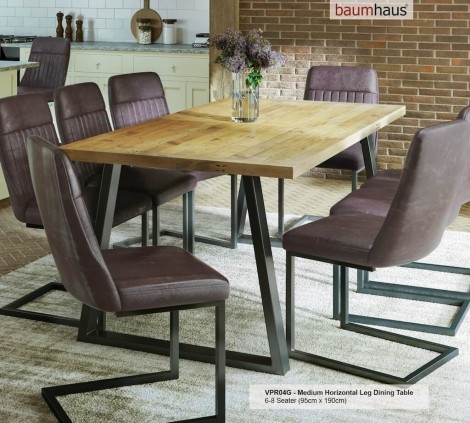 Urban Elegance Reclaimed Dining Table – Medium, Horizontal Leg (95 x 190cm, Seats 6–8) VPR04G