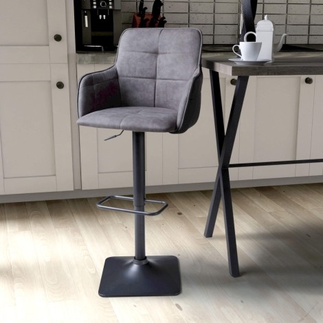 Orion Suede Effect Light Grey Bar Stool (Pair)