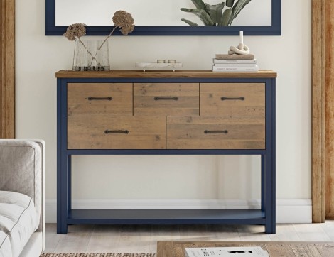 Splash of Blue Sideboard with Wicker Baskets VTTB02C