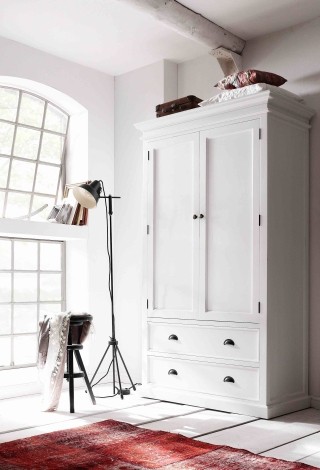 Halifax - Pure White Painted - Painted 2 Door 2 Drawer Wardrobe