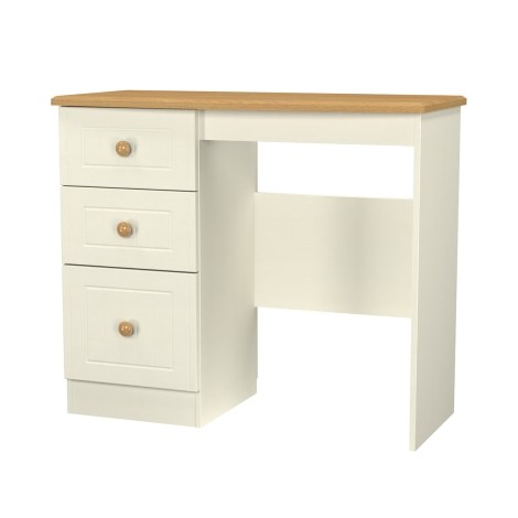 Warwick - Cream Ash with Modern Oak Top Single Pedestal Dressing Table / Vanity Table / Desk