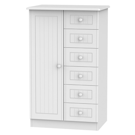Warwick - White Matt 1 Door 6 Drawer Childs / Kids Wardrobe
