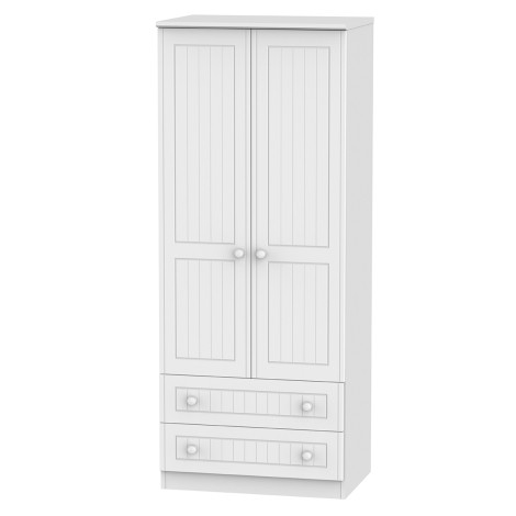 Warwick - White Matt 2 Door 2 Drawer Double Plain Wardrobe