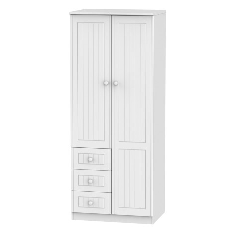 Warwick - White Matt 2 Door 3 Drawer Mirrored Wardrobe