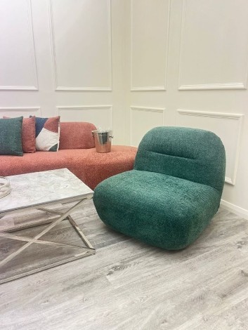 Miami Green Boucle Swivel Accent Chair