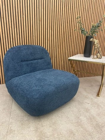 Miami - Navy Blue - Boucle Fabric - Swivel - Accent Chairs