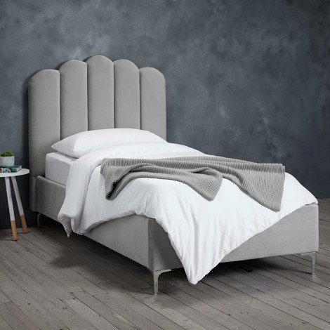 Willow Silver Velvet Single Size Bed 