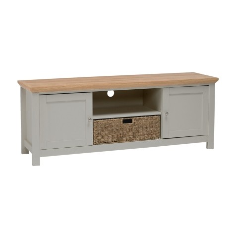 Cotswold - Grey Painted - TV Media Unit with Basket