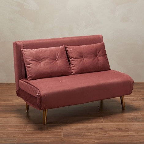 Madison - Pink - Velvet Fabric - Sofa Bed