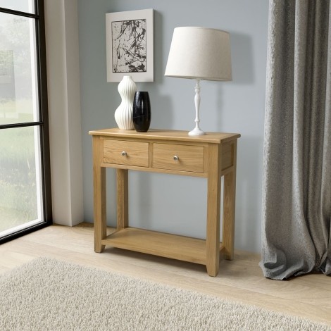 Madrid Solid Oak Console Table (2 Drawer)