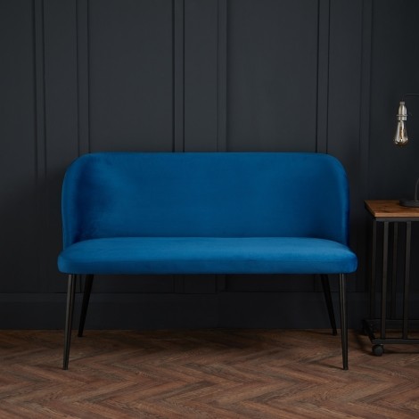 Zara - Blue - Plush - High Back - Bench