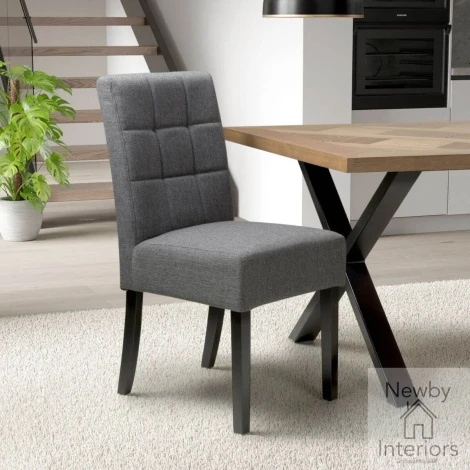 Moseley Waffle Linen Effect Steel Grey with Black Legs (Pair)