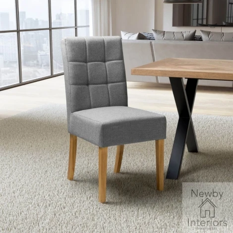Moseley Waffle Linen Effect Silver Grey with Natural Legs (Pair)
