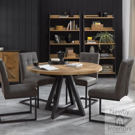 Indus Dark Grey Fabric Upholstered Cantilever Dining Chair (Pair)