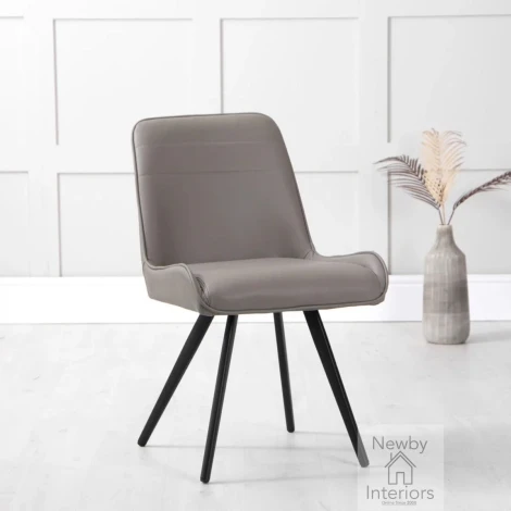 CH113-TP - 2x Taupe Leather Effect Dining Chair