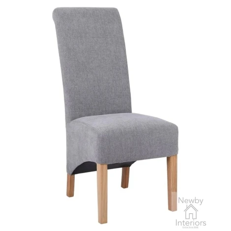 CH35-GR-1 - 2x Grey Fabric Scroll Back Dining Chair