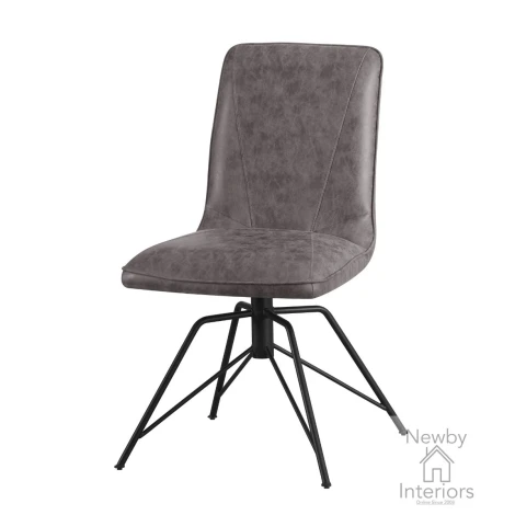 DC01-CHR - 2x Charcoal Grey Faux Leather Swivel Dining Chair
