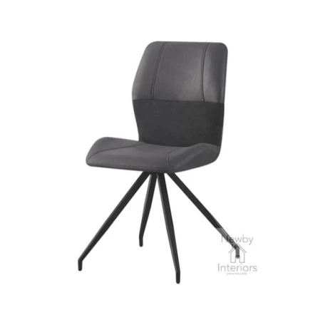 DC04-CHR-CHR - 2x Grey Faux Leather Swivel Dining Chair