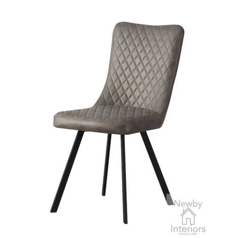 DC1737-CHR - 2x Grey Faux Leather Dining Chair
