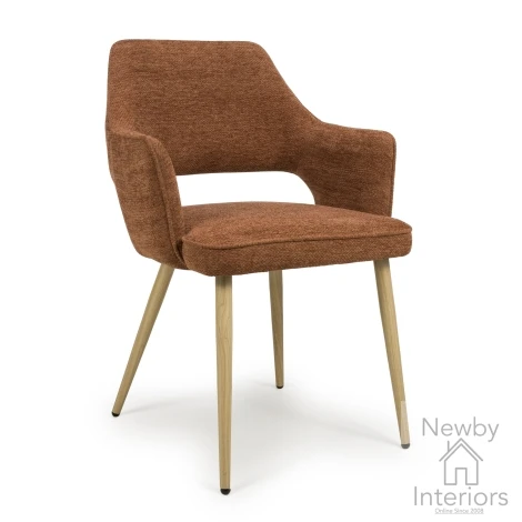 EDE-111-RT - 2x Eden Rust Fabric Upholstered Dining Chair Metal Legs