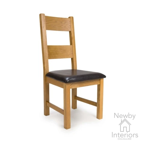 HAM-111 - 2x Hampshire Natural Wooden Dining Chair Padded Seat