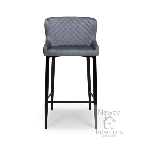 2x Malmo Grey Fabric Bar Stool with Metal Legs