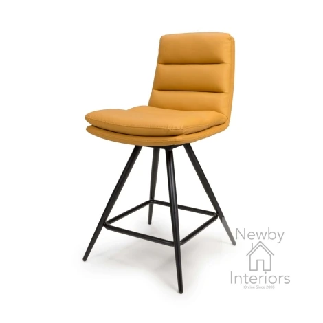 Nobo Ochre Faux Leather Swivel Bar Chair, Metal Legs (Pair)