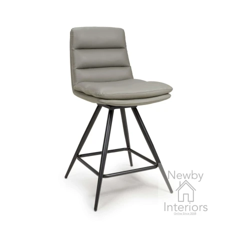 Nobo Truffle Faux Leather Swivel Bar Chair, Metal Legs (Pair)