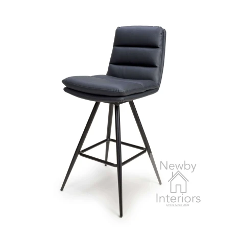 Nobo Black Faux Leather Swivel Bar Chair, Metal Legs (Pair)