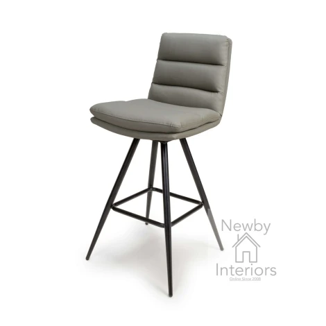 Nobo Truffle Faux Leather Swivel Bar Chair, Metal Legs (Pair)