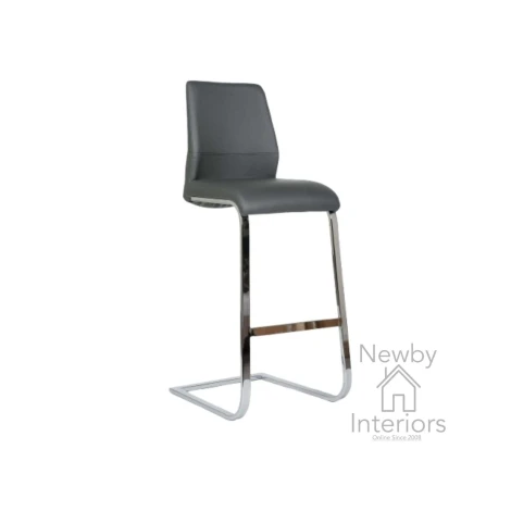 SEA-250-GR - 2x Seattle Grey Leather Effect Stool Chrome Cantilever Legs