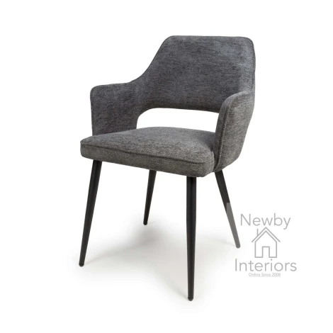 TED-111-GR - 2x Ted Dark Grey Fabric Dining Chair Metal Legs 