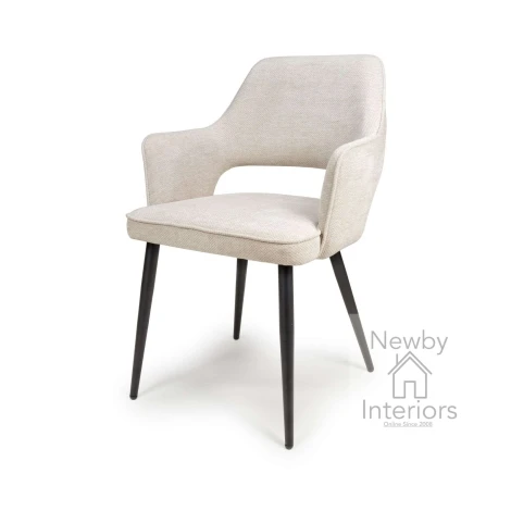 TED-111-NA - 2x Ted Natural Fabric Dining Chair Metal Legs 