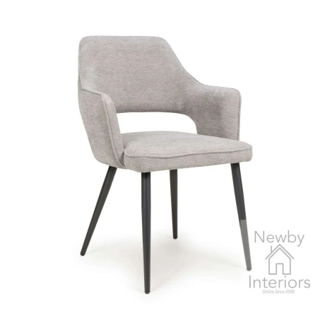 TED-111-PR - 2x Ted Pewter Fabric Dining Chair Metal Legs 