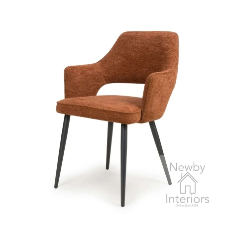 TED-111-RT - 2x Ted Rust Orange Fabric Dining Chair Metal Legs