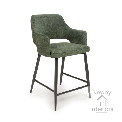 TED-240-GN - 2x Ted Green Fabric Counter Chair Metal Legs