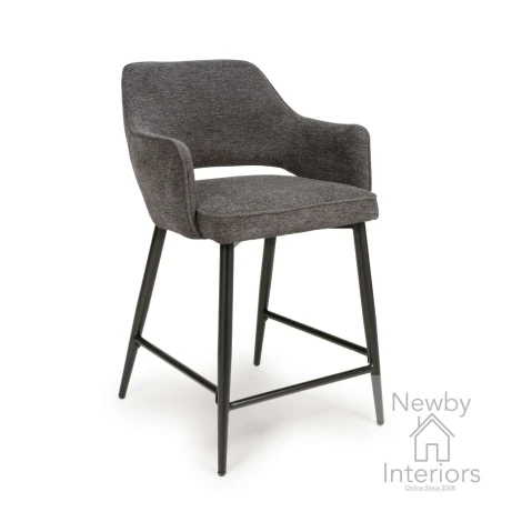 TED-240-GR - 2x Ted Dark Grey Fabric Counter Chair Metal Legs
