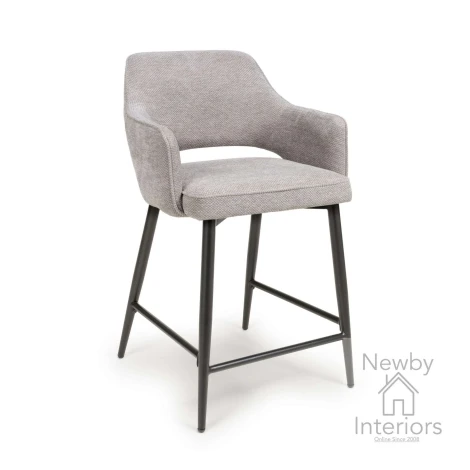 TED-240-PR - 2x Ted Pewter Fabric Counter Chair Metal Legs