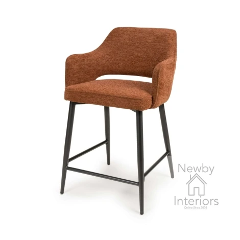 TED-240-RT - 2x Ted Rust Orange Fabric Counter Chair Metal Legs
