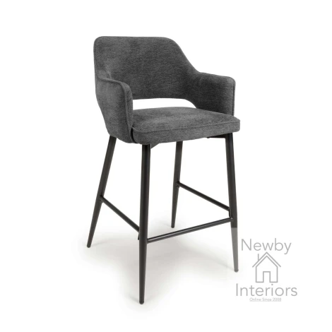 TED-250-GR - 2x Ted Dark Grey Fabric Bar Chair Metal Legs