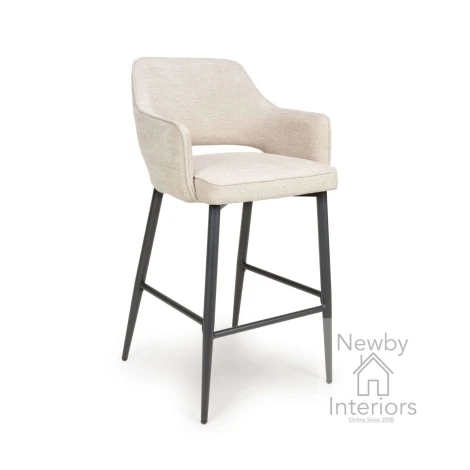 TED-250-NA - 2x Ted Natural Fabric Bar Chair Metal Legs