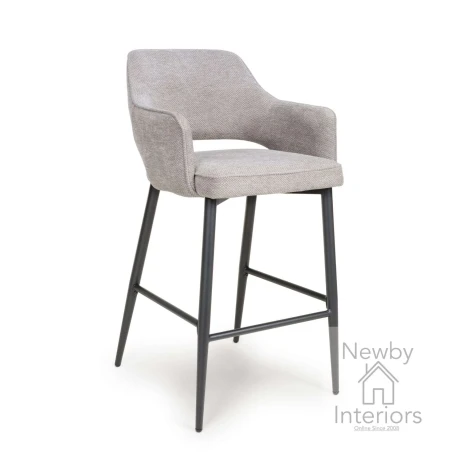 TED-250-PR - 2x Ted Pewter Fabric Bar Chair Metal Legs